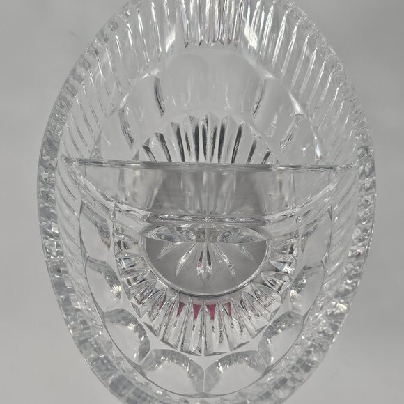Towle Crystal William Adams Silver Plate Cut Divided 8" Oval Bowl Divided Dish - Picture 2 of 11
